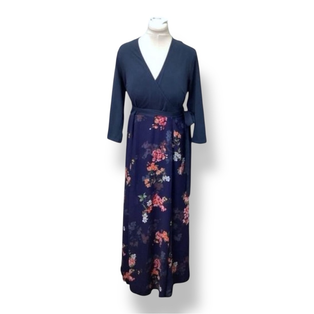 Wayward Fancies eShakti Women’s 3/4 Sleeve Mixed Media Maxi Dress, size 1X